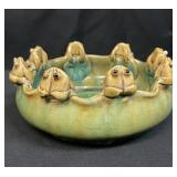 Vintage glazed ceramic frog bowl