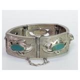 Sterling silver and green turquoise filigree