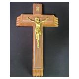 Vintage last rites wood and metal crucifix