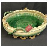Vintage whimsical frog & lily pad ceramic bowl