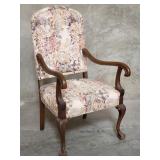 Vintage upholstery and walnut arm chair
