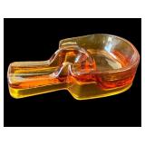 Antique amber glass pipe rest - cigar ashtray