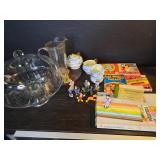 Vintage items; Barclay figures, cake cover,