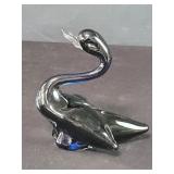 Vintage hand blown cobalt blue swan figure