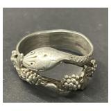 Vintage sterling silver snake in grapes ring