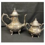 Vintage silver plate coffee pot and covered sugar