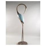 Brass tone aluminum crane figurine