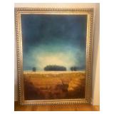 Large vintage abstract landscape art oil on canvas