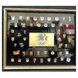 Framed vintage 1984 LA Olympics sponsor pin