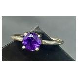 Vintage sterling silver and amethyst ring
