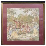 Framed vintage French tapestry