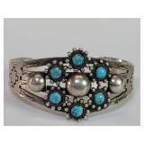 Vintage Navajo style silver cuff bracelet with a
