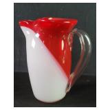 Murano style hand blown art glass pitcher