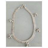 Indian silver anklet with bell dangles