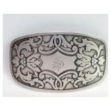 Vintage sterling silver brooch with engraved