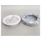 Vintage grey and white marble ashtray and a