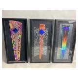 3 art glass panel in a shadow box