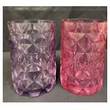 Pair of geometric glass vases
