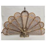 Vintage brass peacock style fireplace screen w