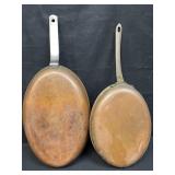 Pair of vintage copper pans