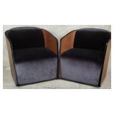 Pair of Rove Concepts velvet and wood swivel