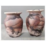 Signed horsehair pottery vases