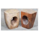 Pair of solid wood stools, made in Indonesia