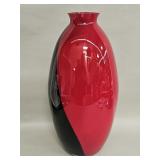 Large red and black art glass vase in the i