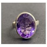 Vintage sterling silver and amethyst ring