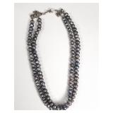 Dual strand peacock pearl necklace with sterling