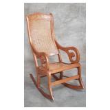 Victorian walnut rocking and cane rocking chair