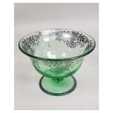 Vintage green glass and silver overlay dessert
