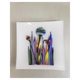 Signed art glass plaque