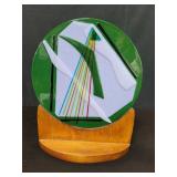 Wullner Thomas art glass plaque with stand