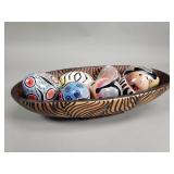 Hand painted stone eggs with wooden bowl