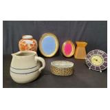 Picture frames, porcelain ginger jar, pottery