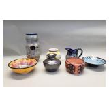 Group of pottery vases and bowls