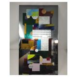 Mid-century style geometric stained glass panel