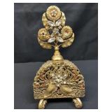 Vintage gilt filigree jeweled perfume bottle