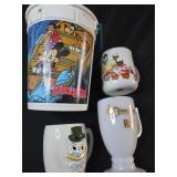 Lot of 4 Disney glasses and bucket