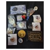 Lot of 16 assorted items pins, coins, rings and