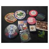 Lot of 12 assorted pins and patches and more