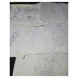 Lot of 6 pencil drawings