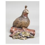 Signed Daniel Chesney mixed metal quail figurine