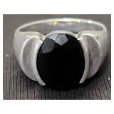 Sterling silver and onyx ring