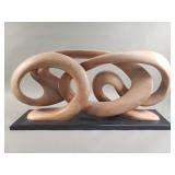 Bob Agnew signed carved wood abstract sculpture