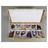 Collection of Asian snuff bottles with case