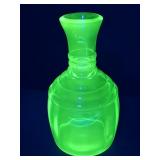 1930s uranium glass carafe 9 1/2"h x 4 1/2"diam