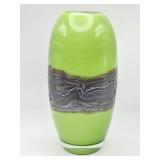 Vintage hand-blown green art glass vase with