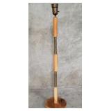 Mid-century brass and wood floor lamp